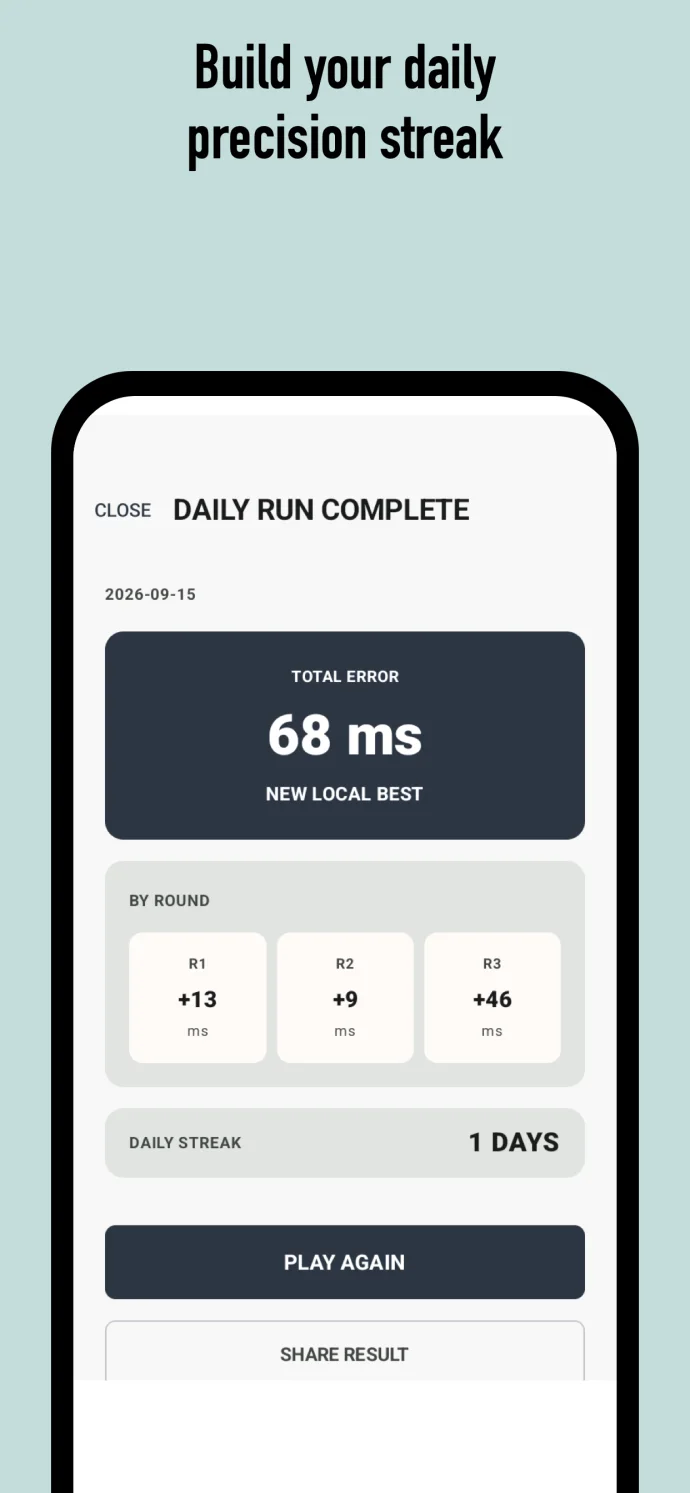 Daily Run results and streak